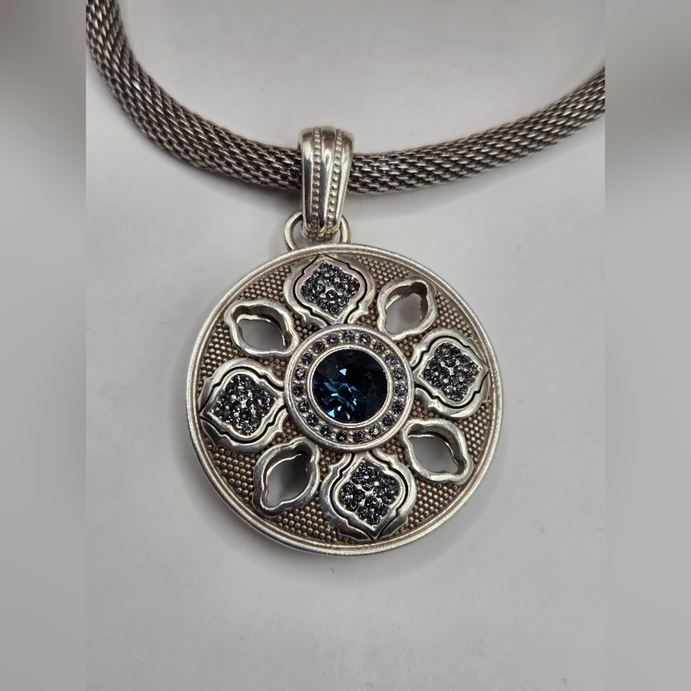 Brighton "Aragon" Sapphire Blue Swarovski Crystal Reversible Pendant Necklace - Picture 2 of 7